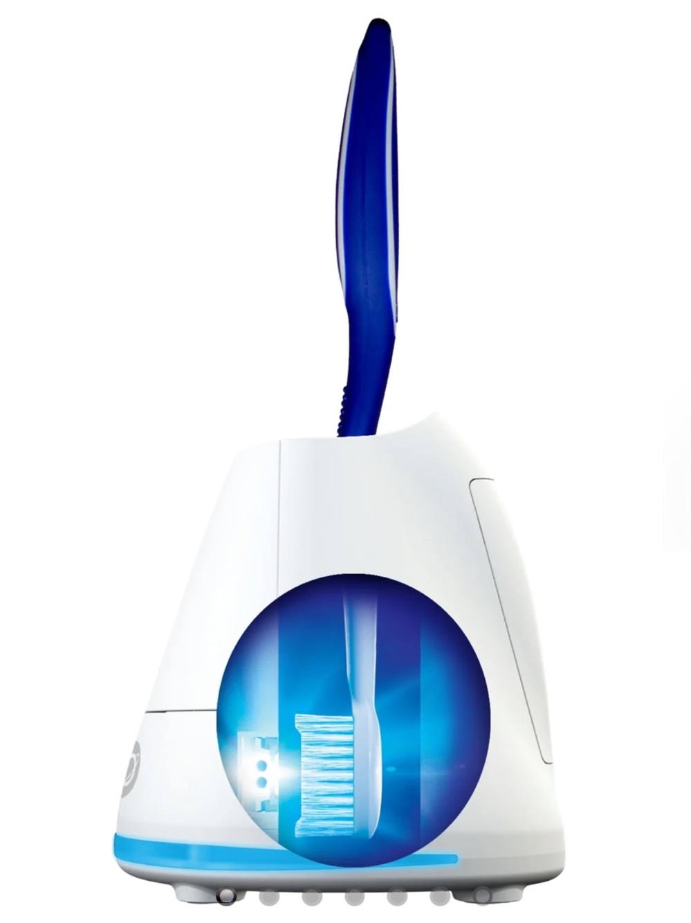 White and Blue Toilet Bowl Brush with Holder